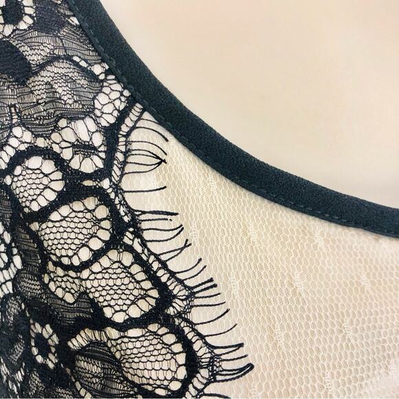 A'Reve Romantic Blush Pink and Black Lace Fit & Flare Dress Fully Lined Back Zip - Picture 5 of 16